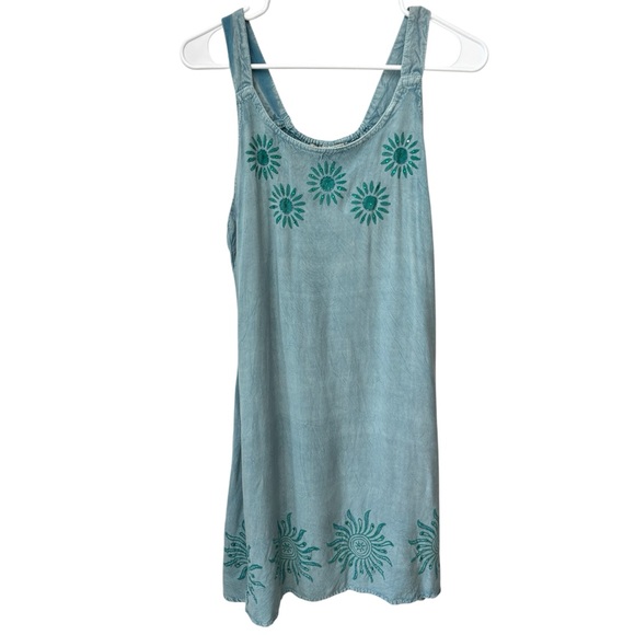 Raya Sun Sundress Women's Size Medium Teal Rhinestone Embellished Coastal Pool - Picture 2 of 12